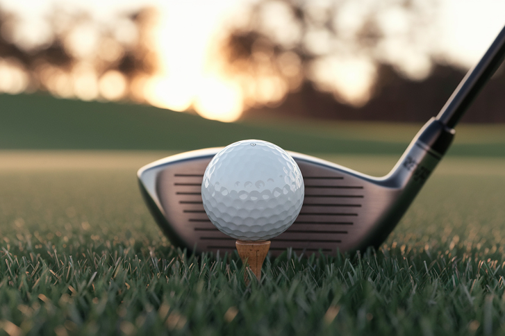Golf ball and tee on a golf course representing trademark litigation involving Stinger Golf and LIV Golf