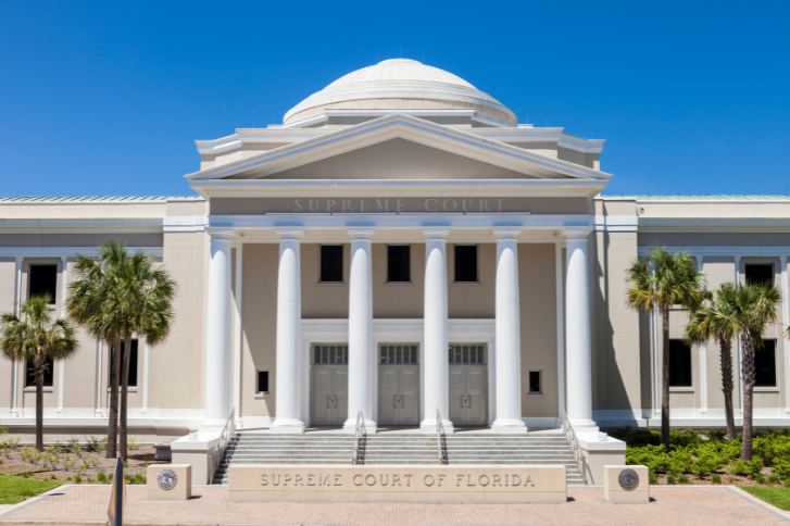 Florida Supreme Court building featured in article discussing the Perlmutter decision and punitive damages claims in Florida civil litigation
