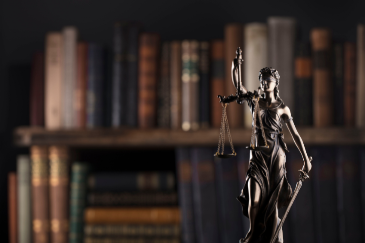 Lady Justice statue before law books representing Jocelyne A. Macelloni’s appointment as Vice Chair
